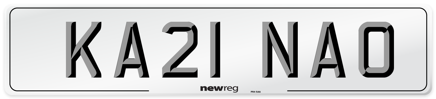KA21 NAO Number Plate from New Reg